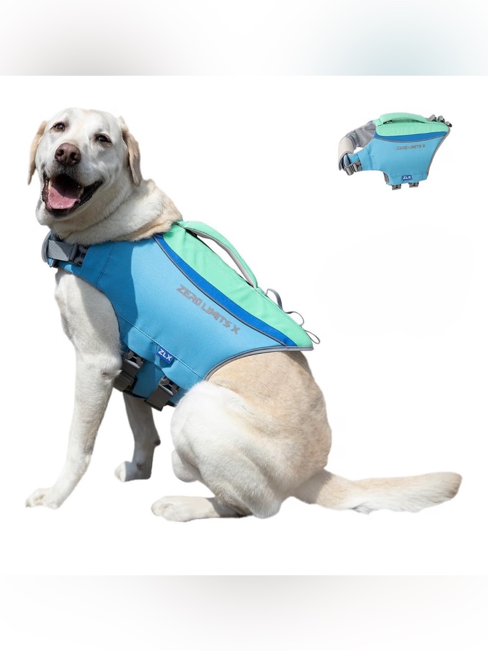 ZLX Blue/Teal Dog Life Jacket, Dog Swim Vest, Size Medium – NWT